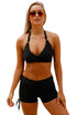 Sexy Black Wrap Push up Halter High Waist Shorts Swimsuit